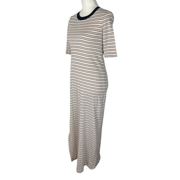 Rosetta Getty Striped Crew Neck T-Shirt Maxi Dress Side Slit Half Sleeve Size XS - Picture 5 of 6
